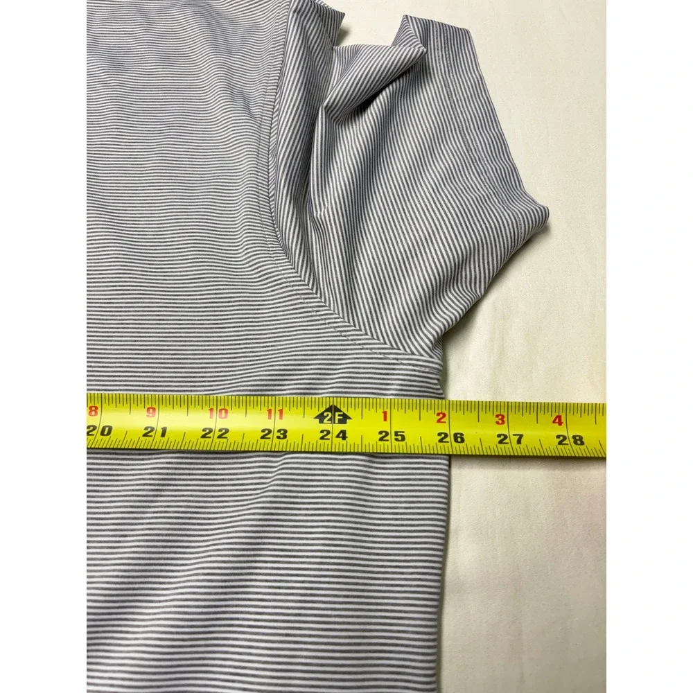 Johnnie-O Mens XL Grey Striped Performance Polo Shirt Eagle‎ Globe 1924 Logo